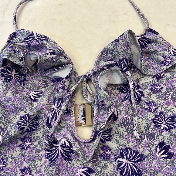 For Love And Lemons Cannes‎ Floral Purple One-Piece Swimsuit Size Medium - Picture 4 of 9
